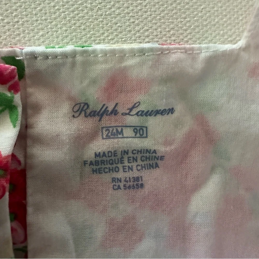 Ralph Lauren 24 Months Baby Girl Pink Floral Smocked Romper Jumpsuit Spring